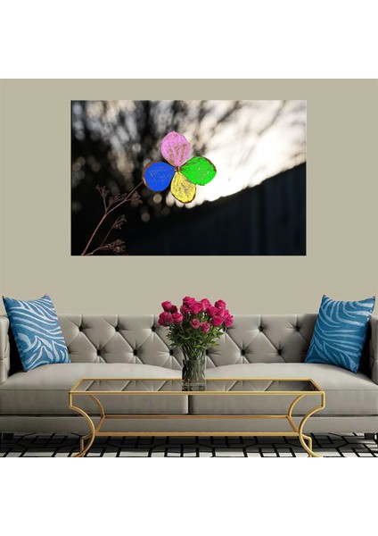 Dekoratif Baskı Renk ve Yapraklar Kanvas Tablo