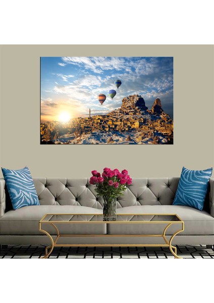 Dekoratif Baskı Balonla Seyahat Kanvas Tablo