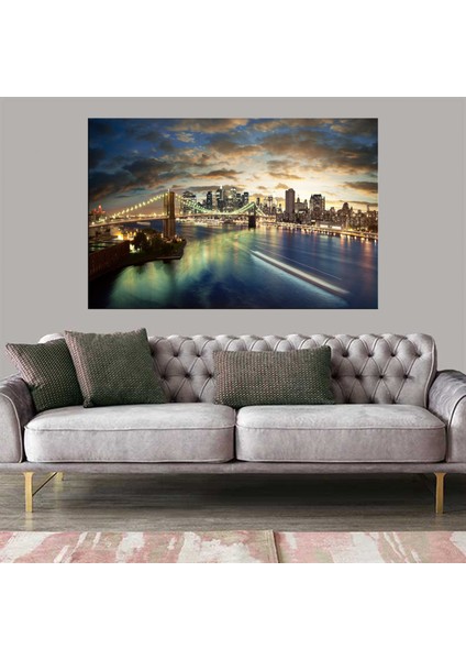 Dekoratif Baskı Şehir ve Köprü Kanvas Tablo