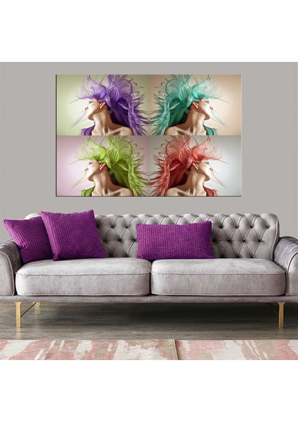 Dekoratif Baskı Renkli Saçlar Kanvas Tablo
