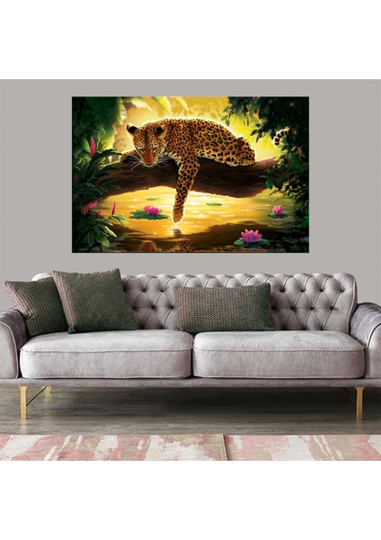 Dekoratif Baskı Illüstrasyon Leopar Kanvas Tablo