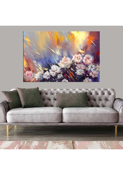 Dekoratif Sulu Boya Çiçekler Kanvas Tablo