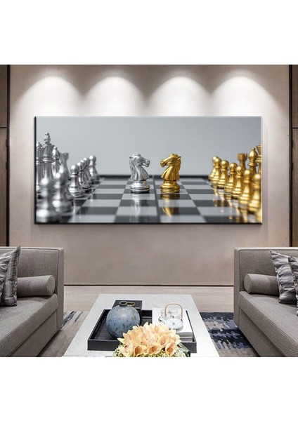 Dekoratif Baskı Satranç Tahtası Kanvas Tablo