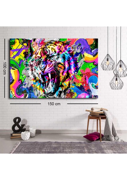 Dekoratif Baskı Illüstrasyon Kaplan Pop Art Kanvas Tablo