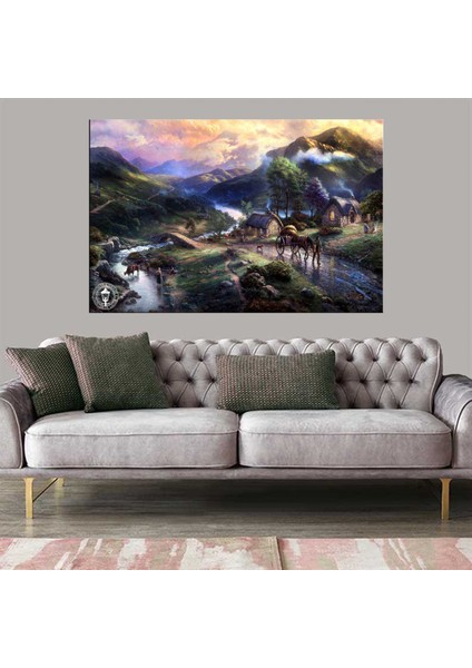 Dekoratif Baskı Köy Kanvas Tablo