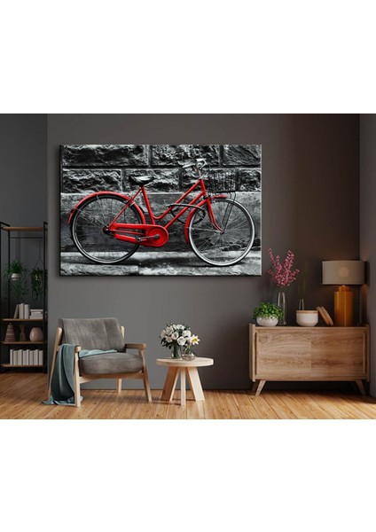Dekoratif Baskı Kırmızı Bisiklet Kanvas Tablo