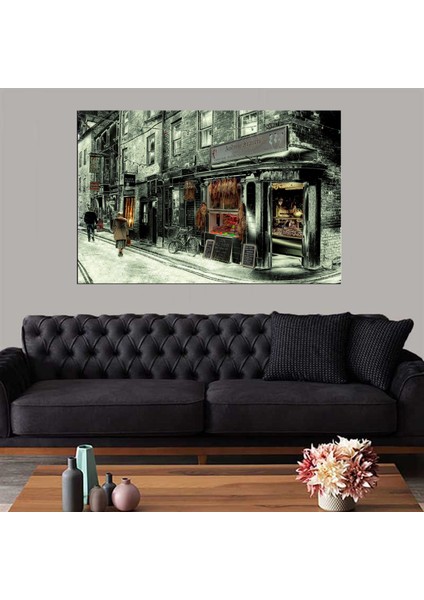 Dekoratif Baskı Eski Dükkan Kanvas Tablo