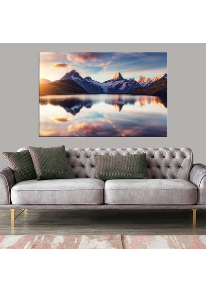 Dekoratif Baskı Dağ ve Yansıma Kanvas Tablo