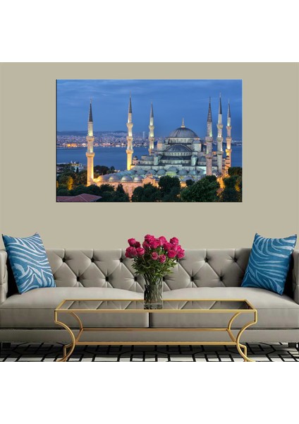 Dekoratif Baskı Gökyüzü ve Cami Kanvas Tablo
