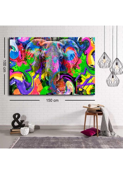 Dekoratif Baskı Illüstrasyon Fil Pop Art Kanvas Tablo