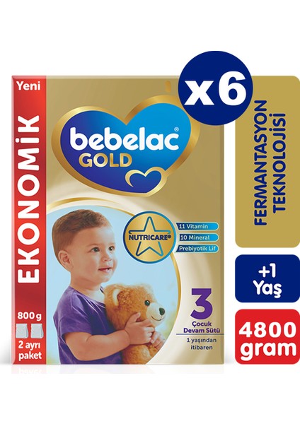 Gold 3 Devam Sütü 800 gr x 6 Adet