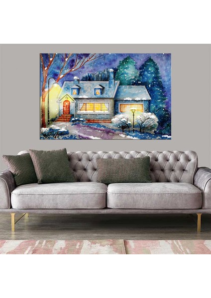 Dekoratif Baskı Kış Akşamı Kanvas Tablo