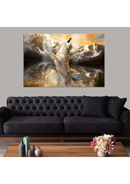 Dekoratif Baskı Illüstrasyon Kurt Kanvas Tablo