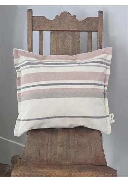 Üç Renkli Çizgili Duck Keten Kırlent