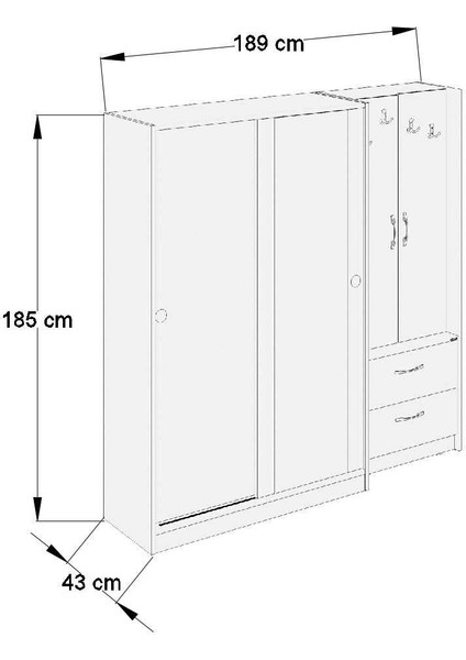 VM-300348 Beyaz Vestiyer Portmanto Ayakkabılık