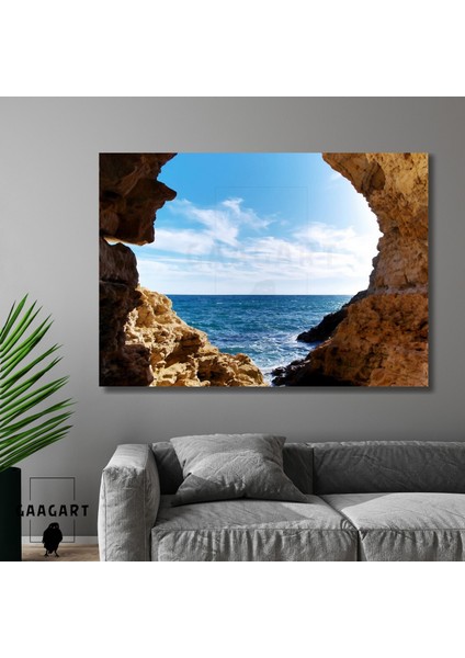 Tekli Yatay Kanvas Duvar Tablosu Kayalıklardan Deniz Manzarası