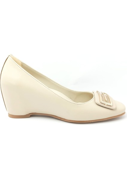 312216 Bej Dolgu Taban Kadın Ayakkabı