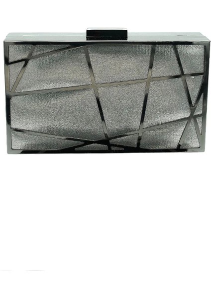 Alessia Metal Geometrik Çizgi Model Clutch Abiye Portföy Çanta