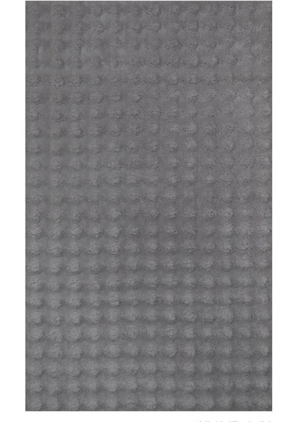 Raschel Carpet Koyu Gri Yıkanabilir Yumuşak Bubble Kaymaz Özel Taban Peluş Halı Yolluk