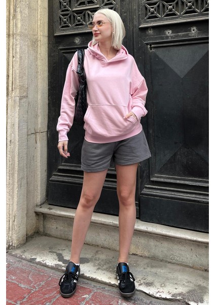 Pembe Oversize Cepli Sweatshirt MG2207 fiyatları