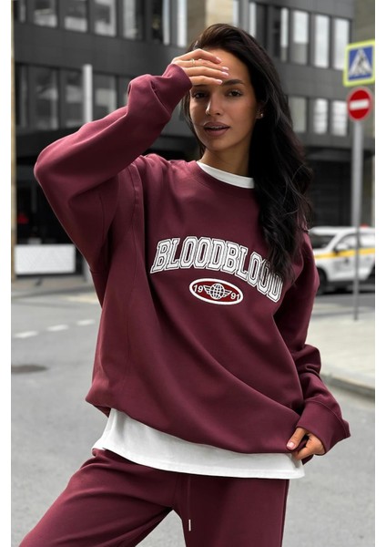 Bordo Bisiklet Yaka Alt Üst Eşofman Takım MG2213