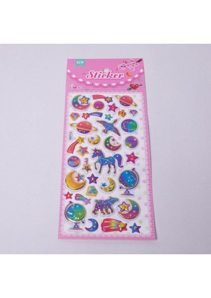 Renkli Galaksi Kabartmalı Sticker