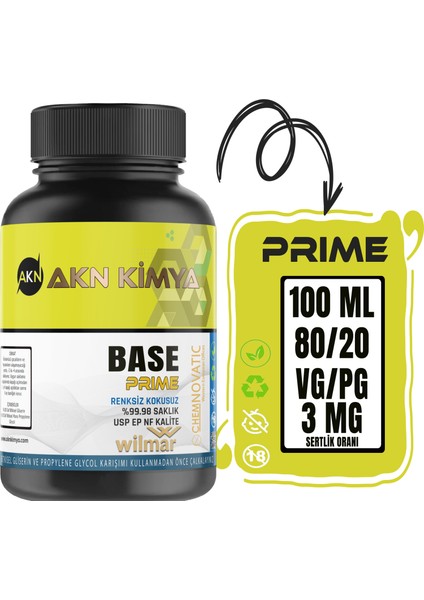 Prime Wilmar Chemnovatic Nbase 3 Mg Gliserin Propilen Glikol Base Nbase Vg Pg 80-20 100 ml 250 ml 500 ml 1000 ml
