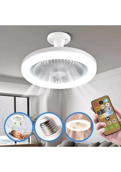 3 Işık Modlu, Dinlenebilir, 3 Fan Hızlı, Kumandalı, Pervaneli, 42 Watt Çok Kaliteli LED Fan Ampul,