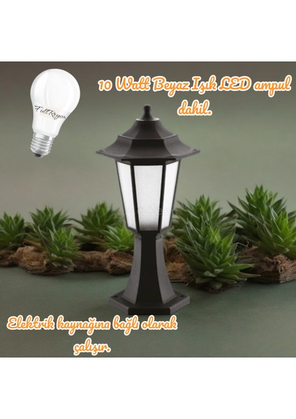 10 Watt Beyaz Işık LED Ampul Dahil Set Üstü Bahçe Aydınlatma Armatürü, Bahçe Duvar Aydınlatma Apliği