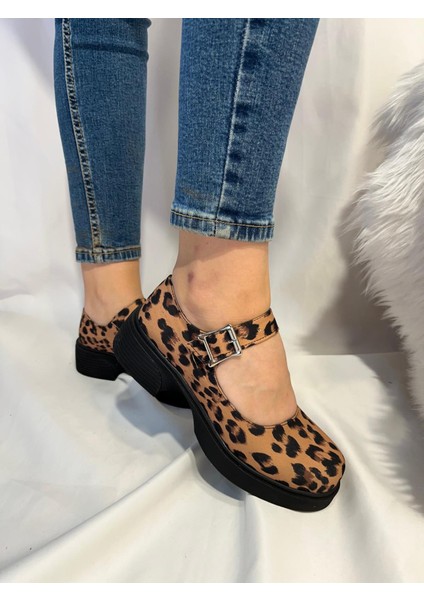 Hco Shoes Kadın Kemer Detaylı Casual Leopar Laofer