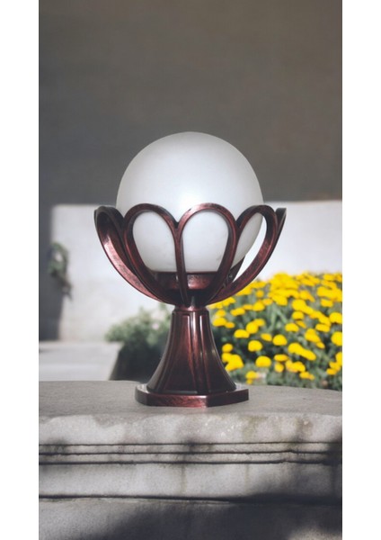 Günışığı 10 W. LED Ampul Dahil Bakır Eskitme Bahçe Duvar Aydınlatma Armatürü, Dekoratif Aplik