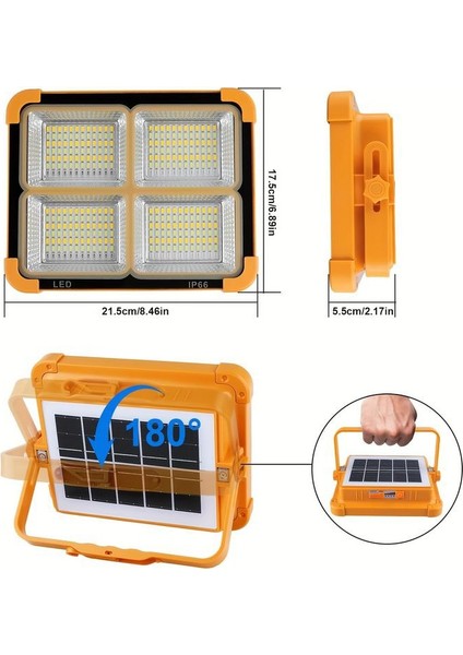 Güneş Enerjili, Telefon Şarz Eder, 200 Watt Çoban, Çiftçi, Bekçi Feneri 4 Farklı Işık Modlu, Sos Mod indirimleri