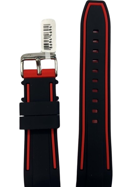 F-13 Silikon Kordon - Siyah - Kırmızı - 24MM