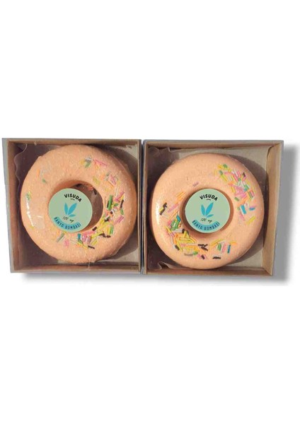 Visuda - Donut Köpüren Banyo Topu 2X120 gr / Banyo Bombası & Vanilya Aromalı ile Ekstra Nem