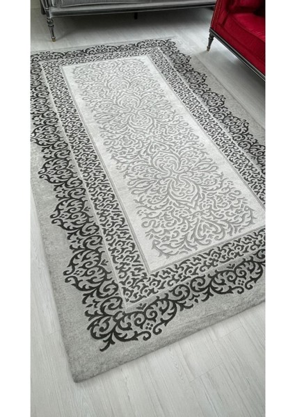 Gümüş Model Lastikli Kadife Halı Örtüsü 6m2-200x300