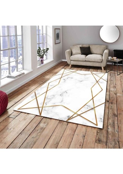 Ipek Kadife Lastikli Halı Örtüsü Modern 4m2-160x230