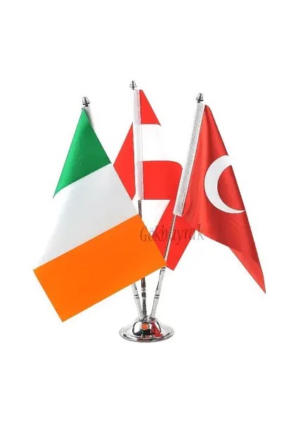 Krom Üçlü (3lü) Devlet Masa Bayrağı
