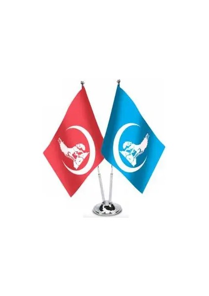 Krom Ikili (2li) Bozkurt Masa Bayrağı