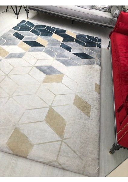 Pudra Piramit Model Ipek Kadife Halı Örtüsü 6m2-200x300