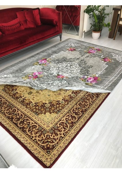 Modern Desen Lastikli Kadife Halı Örtüsü 6m2-200x300