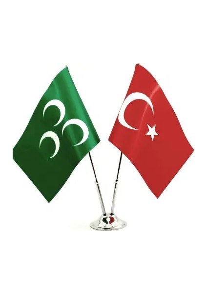 Türk-Yeşil Üç Hilal Masa Bayrağı