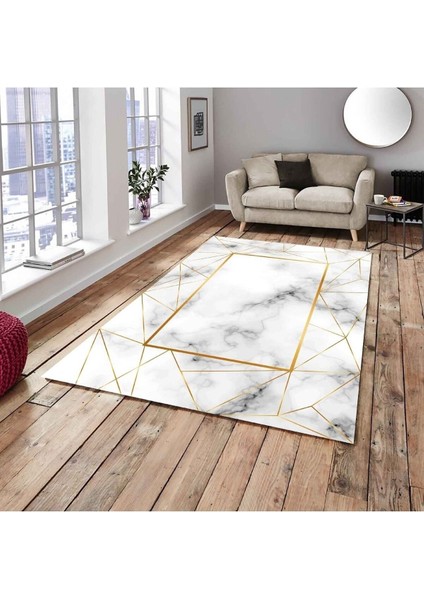 Yeni Platin Model Lastikli Kadife Halı Örtüsü 4m2-160x230