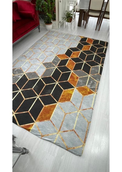 Piramit Model Ipek Kadife Lastikli Halı Örtüsü 4m2-160x230