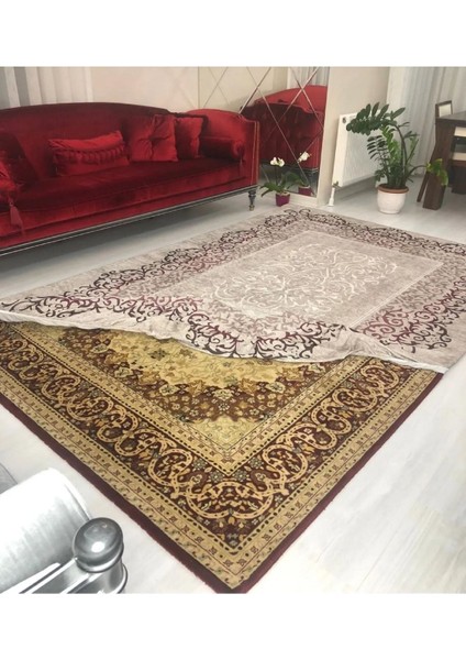 Mürdüm Hithit Model Lastikli Kadife Halı Örtüsü 6m2-200x300