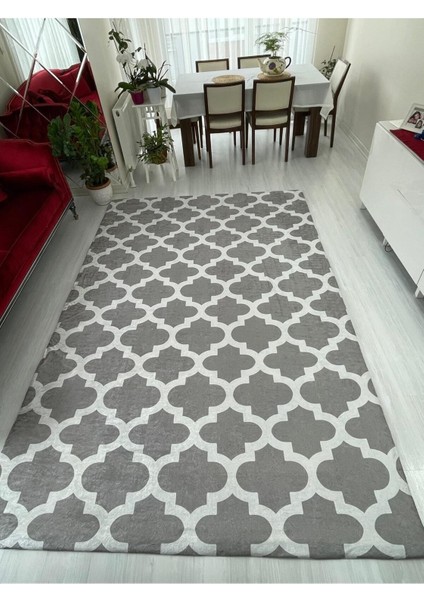 Modern Desen Lastikli Kadife Halı Örtüsü 4m2-160x230