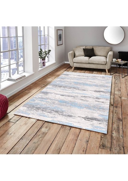 Mavi Firuze Model Ipek Kadife Lastikli Halı Örtüsü 6m2-200x300