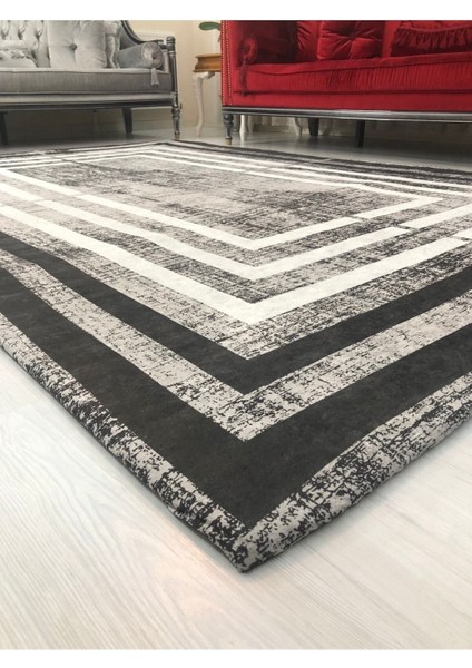 Siyah Çerçeve Yeni Model Kadife Halı Örtüsü 6m2-200x300