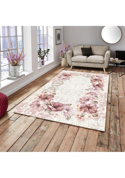 Gelincik Model Lastikli Kadife Halı Örtüsü 4m2-160x230