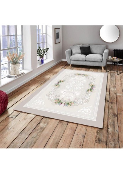 Modern Desen Lastikli Kadife Halı Örtüsü 6m2-200x300
