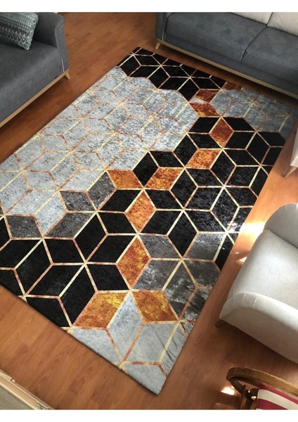 Piramit Model Ipek Kadife Lastikli Halı Örtüsü 6m2-200x300